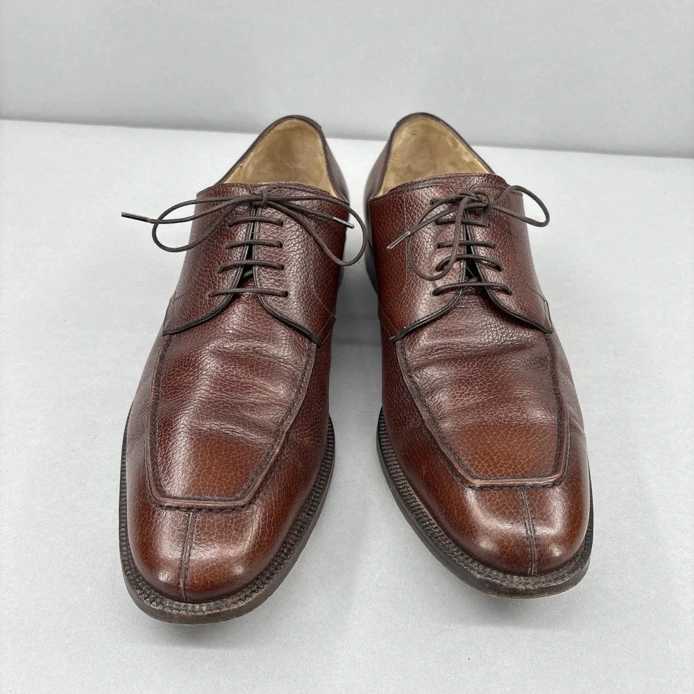 Salvatore Ferragamo Shoes Mens Size 10.5 Brown Lace Up‎ Split Toe Derby Italy
